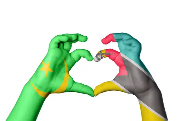 Mauritania Mozambique Heart Hand Gesture Making Heart Clipping Path — Stock Photo, Image