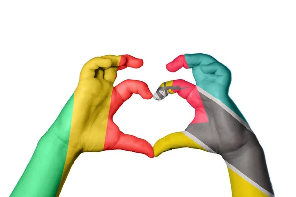 Republic Congo Mozambique Heart Hand Gesture Making Heart Clipping Path — Stock Photo, Image