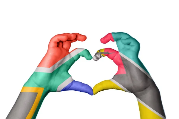 Zuid Afrika Mozambique Hart Hand Gebaar Maken Hart Knippen Pad — Stockfoto