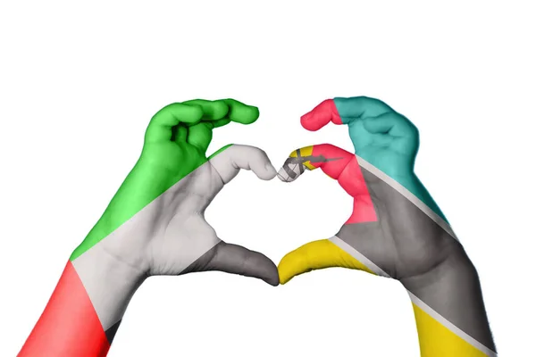 Vereinigte Arabische Emirate Mosambik Herz Handbewegung Die Herz Macht Clipping — Stockfoto