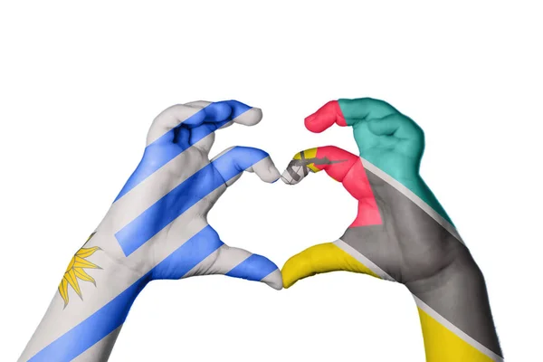 Uruguay Mosambik Herz Handgeste Macht Herz Clipping Path — Stockfoto