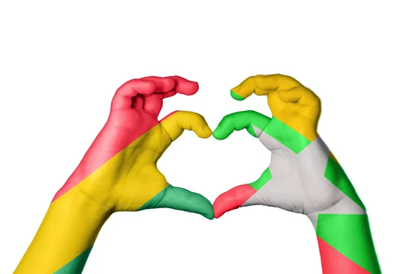 Bolivia Myanmar Heart Hand Gesture Making Heart Clipping Path — Stock Photo, Image