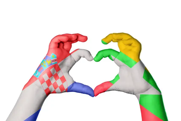Croatia Myanmar Heart Hand Gesture Making Heart Clipping Path — Stock Photo, Image