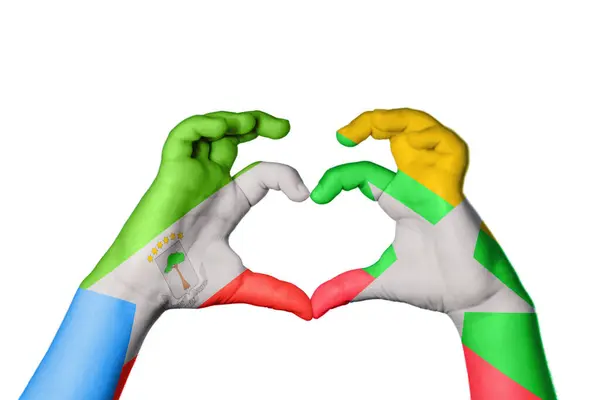 Equatorial Guinea Myanmar Heart Hand Gesture Making Heart Clipping Path — Stock Photo, Image