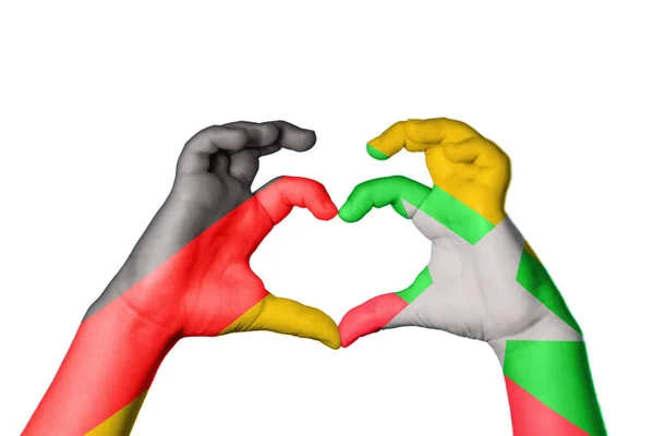 Germany Myanmar Heart Hand Gesture Making Heart Clipping Path — Stock Photo, Image