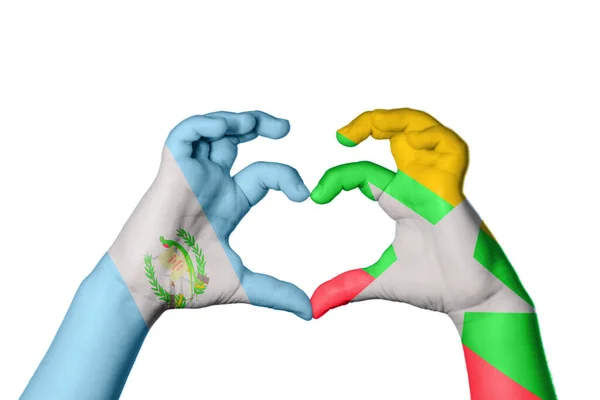 Guatemala Myanmar Herz Handbewegung Die Herz Macht Clipping Path — Stockfoto