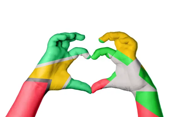 Guiana Myanmar Coração Gesto Mão Fazendo Coração Caminho Recorte — Fotografia de Stock