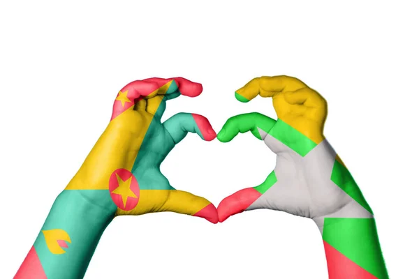 Гренада Мьянма Сердце Жест Руки Делает Сердце Обрезка Пути — стоковое фото