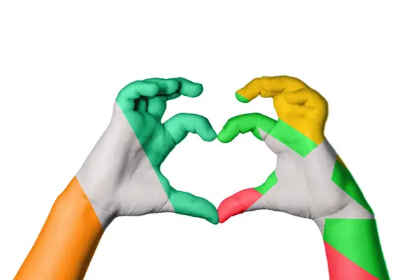 Elfenbeinküste Myanmar Herz Handbewegung Die Herz Macht Clipping Path — Stockfoto