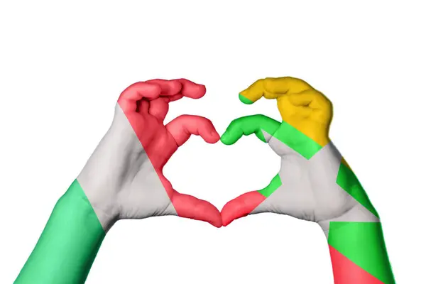 Italien Myanmar Hjärta Hand Gest Att Göra Hjärta Klippning Vägen — Stockfoto