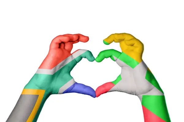 Südafrika Myanmar Herz Handbewegung Die Herz Macht Clipping Path — Stockfoto