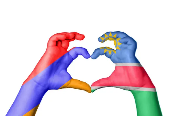 Armenië Namibië Hart Hand Gebaar Maken Hart Knippen Pad — Stockfoto