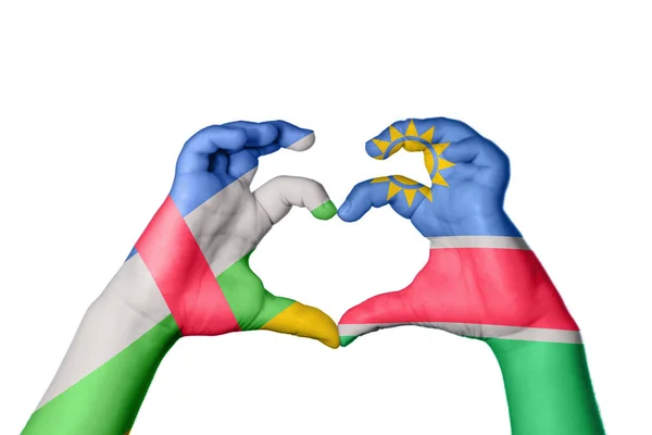 Centraal Afrikaanse Republiek Namibië Hart Hand Gebaar Maken Hart Knippen — Stockfoto