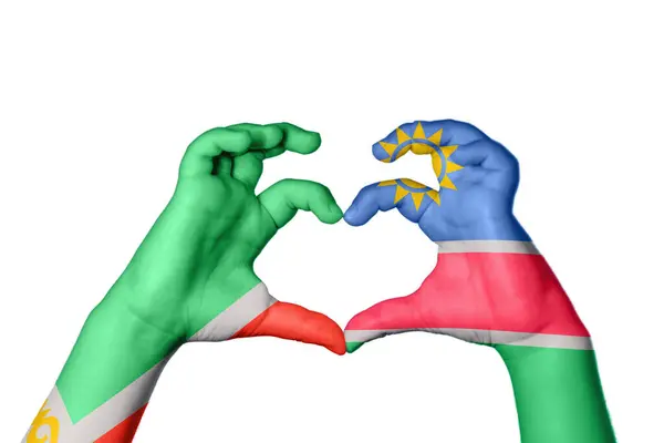 Čečensko Namibie Srdce Ruka Gesto Dělat Srdce Ořezávání Cesta — Stock fotografie