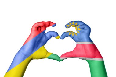 Mauritius Namibia Heart, el hareketi kalp yapma, kırpma yolu.