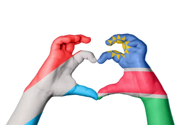Luxemburg Namibië Hart Hand Gebaar Maken Hart Knippad — Stockfoto