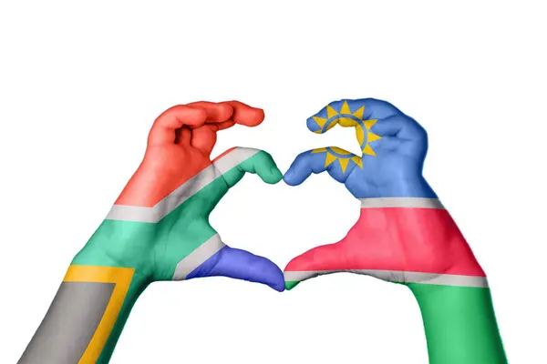 Sudáfrica Namibia Corazón Hacer Gestos Mano Del Corazón Recortar Camino — Foto de Stock