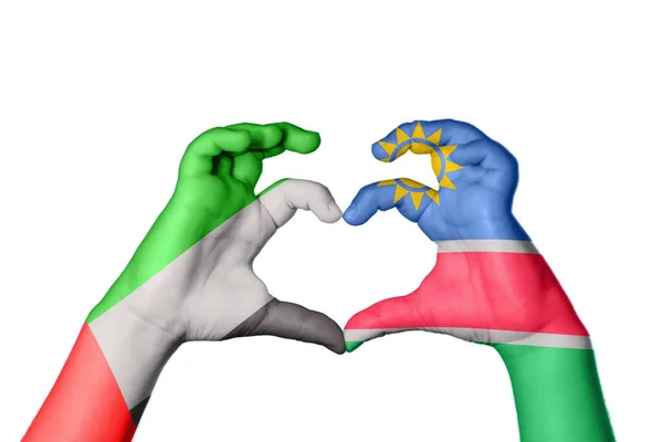 Spojené Arabské Emiráty Namibia Heart Hand Gesture Making Heart Clipping — Stock fotografie