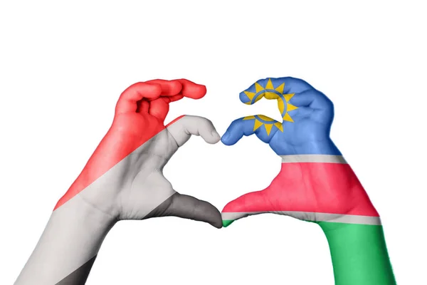 Jemen Namibië Hart Hand Gebaar Maken Hart Knippen Pad — Stockfoto