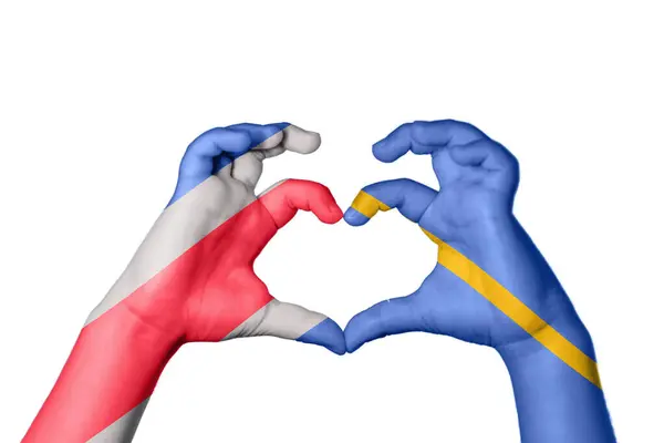 Costa Rica Nauru Heart Hand Gesture Making Heart Clipping Path — Stock Photo, Image