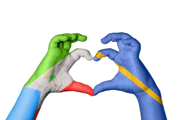 Equatorial Guinea Nauru Heart Hand Gesture Making Heart Clipping Path — Stock Photo, Image