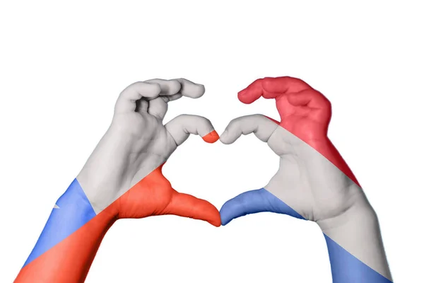 Chile Netherlands Heart Hand Gesture Making Heart Clipping Path — Stock Photo, Image