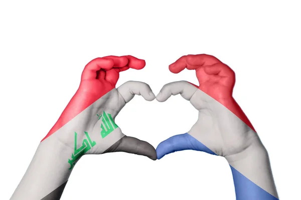 이라크 네덜란드 심장을 만드는 제스처 클리핑 — 스톡 사진