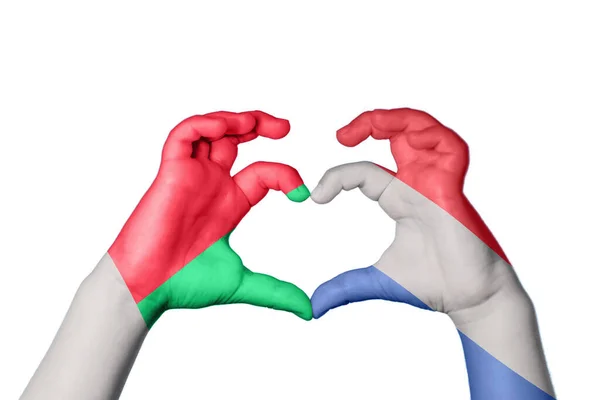 Madagaskar Niederlande Herz Handbewegung Die Herz Macht Clipping Path — Stockfoto