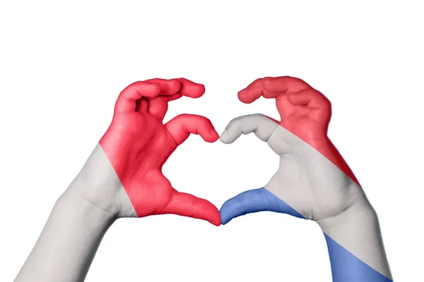 Malta Nizozemsko Heart Ruční Gesto Tvorby Srdce Ořezávání Cesta — Stock fotografie