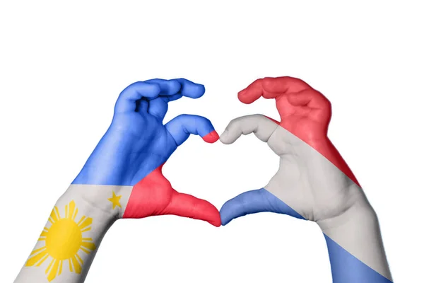 Φιλιππίνες Ολλανδία Καρδιά Χέρι Χειρονομία Κάνοντας Καρδιά Κλίπινγκ Path — Φωτογραφία Αρχείου
