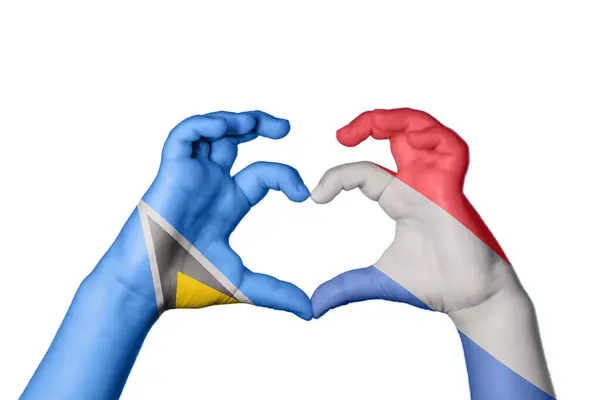 Saint Lucia Niederlande Herz Handbewegung Die Herz Macht Clipping Path — Stockfoto
