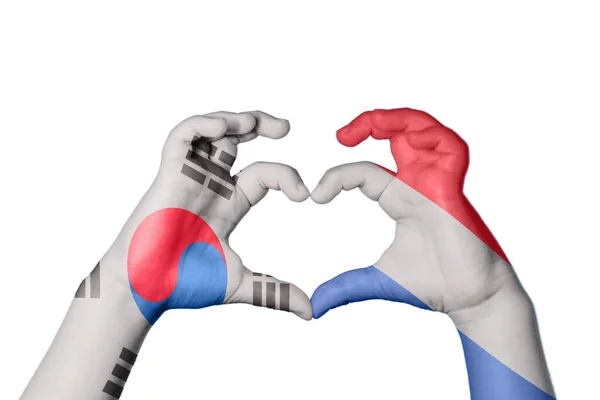 オランダ心臓 ハンドジェスチャー作り心臓 クリッピングパス — ストック写真
