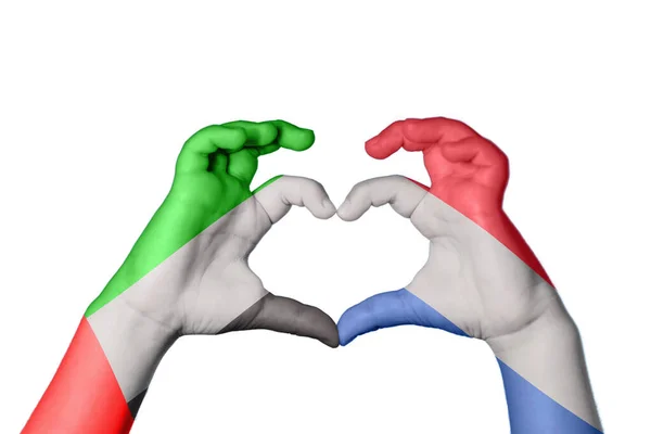 Spojené Arabské Emiráty Netherlands Heart Hand Gesture Making Heart Clipping — Stock fotografie