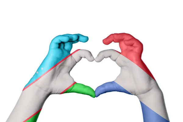 Usbekistan Niederlande Herz Handbewegung Die Herz Macht Clipping Path — Stockfoto