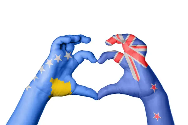 Kosowo Nowa Zelandia Serce Gest Ręczny Serca Ścieżka Klipu — Zdjęcie stockowe
