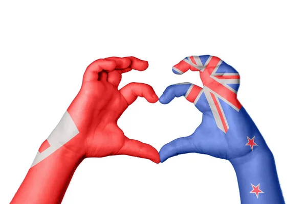 Tonga Zéland Szív Kézmozdulatkészítés Szív Vágási Útvonal — Stock Fotó