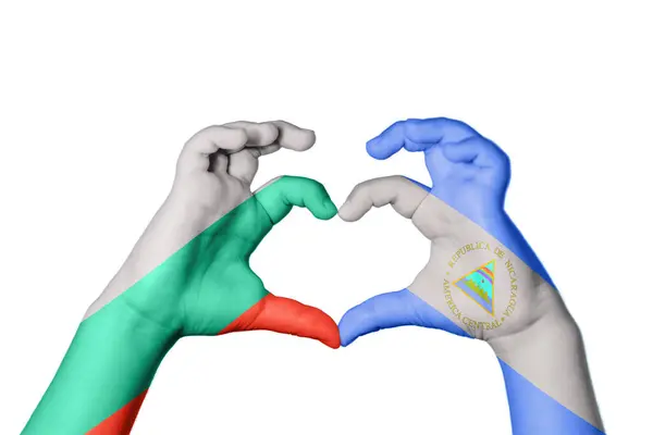 Болгарія Нікарагуа Серце Жест Рук Робить Серце Відсічний Контур — стокове фото