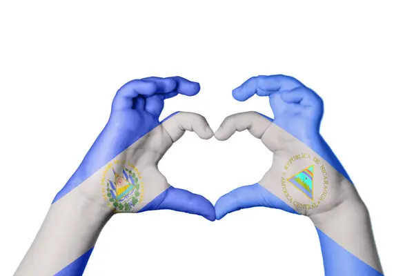 Сальвадор Никарагуа Сердце Жест Рукой Делает Сердце Обрезка Пути — стоковое фото
