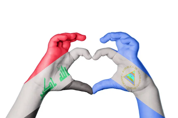 Irak Nicaragua Herz Handbewegung Die Herz Macht Clipping Path — Stockfoto