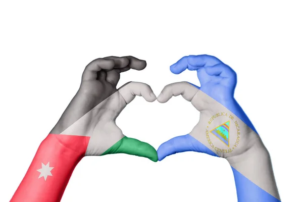 Jordan Nicaragua Heart Hand Gesture Making Heart Clipping Path — Stock Photo, Image