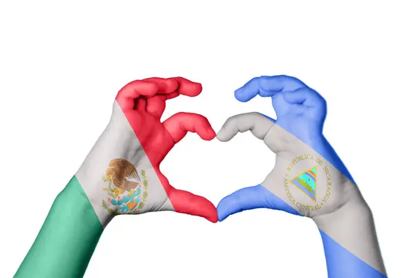 Μεξικό Νικαράγουα Καρδιά Χειρονομία Χέρι Κάνει Καρδιά Ψαλίδισμα Διαδρομή — Φωτογραφία Αρχείου