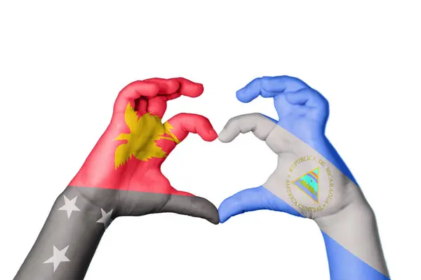 Papua Nya Guinea Nicaragua Hjärta Hand Gest Att Göra Hjärta — Stockfoto