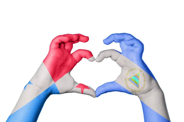 Παναμάς Νικαράγουα Καρδιά Χέρι Χειρονομία Κάνοντας Καρδιά Ψαλίδισμα Μονοπάτι — Φωτογραφία Αρχείου