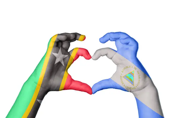 São Cristóvão Nevis Nicarágua Coração Mão Gesto Fazendo Coração Clipping — Fotografia de Stock
