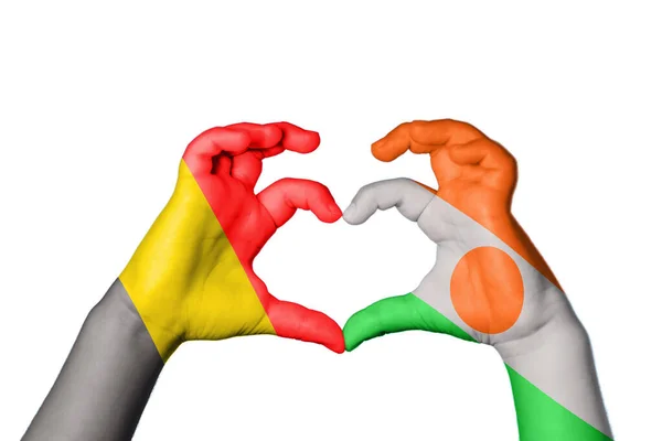 Belgium Niger Heart Hand Gesture Making Heart Clipping Path — стоковое фото
