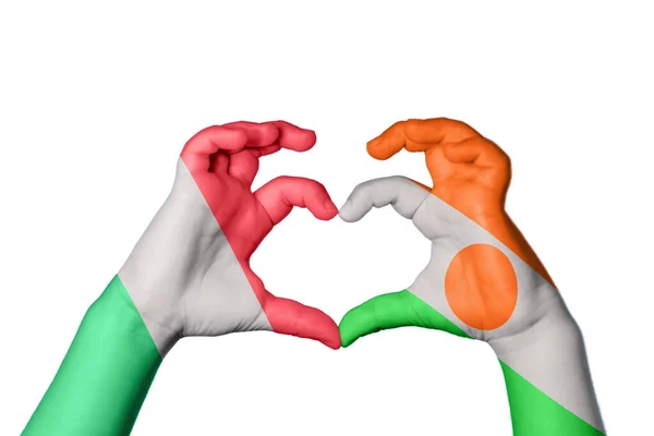Italy Niger Heart Hand Gesture Making Heart Clipping Path — стоковое фото
