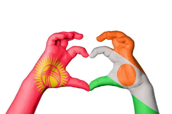 Kyrgyzstan Niger Heart Hand Gesture Making Heart Clipping Path — Stock Photo, Image