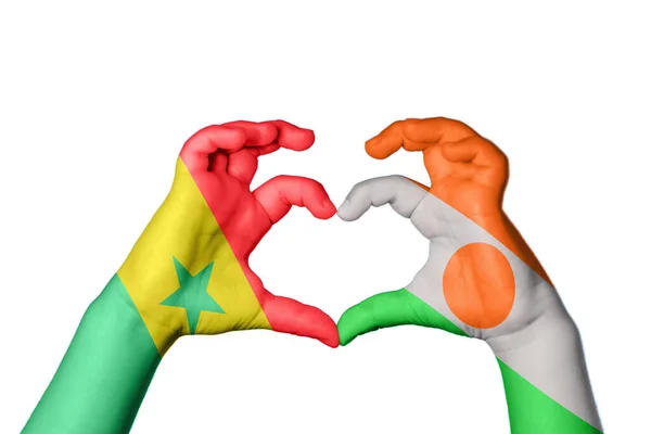 Serce Senegalu Niger Gest Ręczny Serca Ścieżka Przecinania — Zdjęcie stockowe