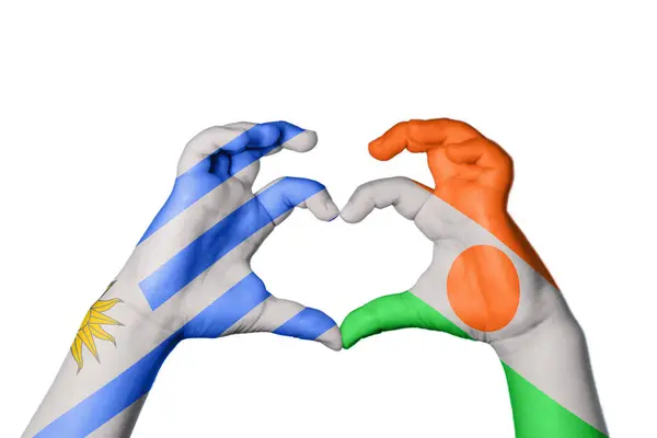 Ουρουγουάη Νίγηρας Καρδιά Χειρονομία Χέρι Κάνει Καρδιά Ψαλίδισμα Μονοπάτι — Φωτογραφία Αρχείου