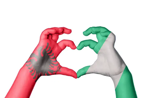 Albanien Nigeria Herz Handbewegung Die Herz Macht Clipping Path — Stockfoto